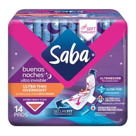 SABA ULTRA INVISIBLE FEMININE PADS 8 COUNT