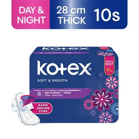 KOTEX EL NIGHTTIME FEMININE PADS 10 COUNT