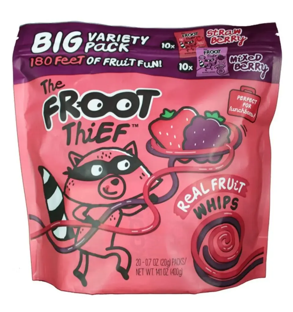 THE FROOT THIEF 10XSTRAWBERRY 10XGRAPE REAL FRUIT WHIPS BAG