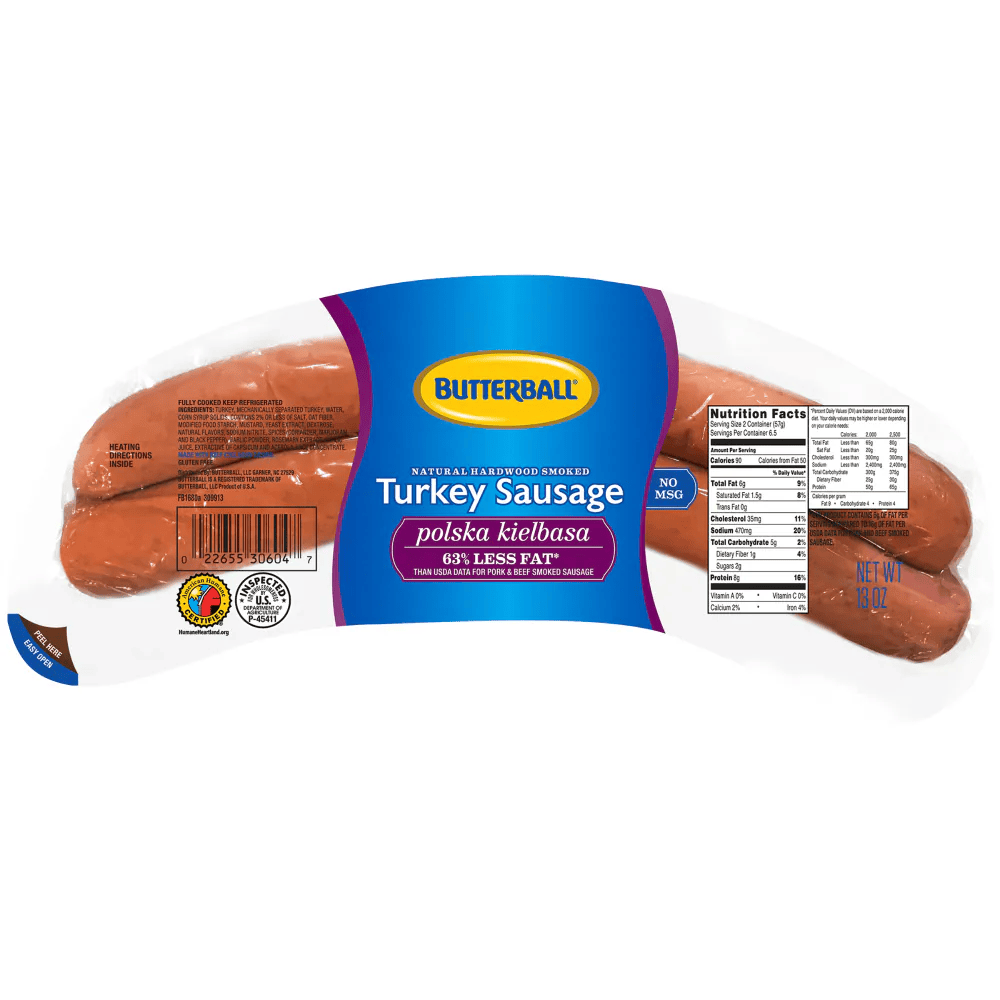 BUTTERBALL TURKEY SAUSAGE HARDWOOD SMOKED 13OZ